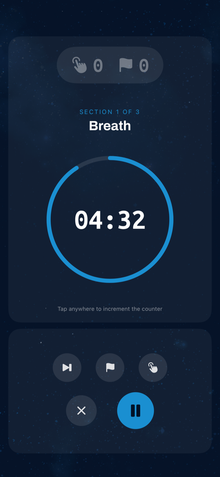 Active meditation session timer
